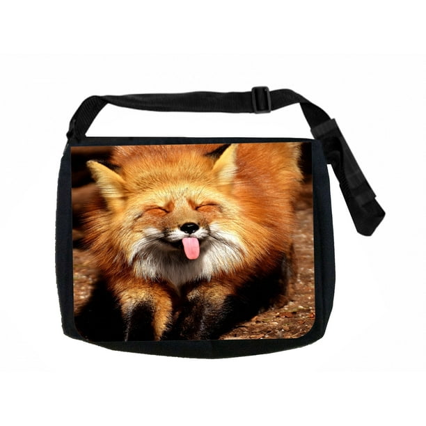 Black Laptop Shoulder Messenger Bag and Small Wire Accessories Case Set Fox Cub